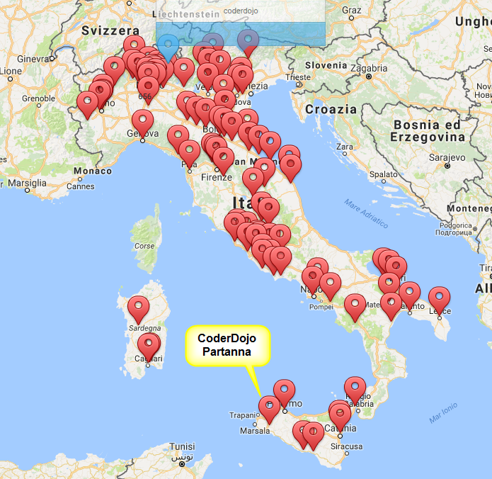 Mappa CoderDojo Italia